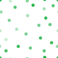 Small Circles In Soft Green Colors. Cute Polka Dot. Vector Seamless Pattern. 