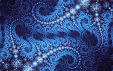Abstract Fractal, Decorative Blue Curls On Dark Background