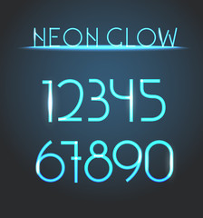 Poster - Glowing neon elements. Lighting digits set