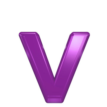 One lower case letter from purple glass alphabet set, isolated on white. Computer generated 3D photo rendering.