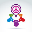 © Sylverarts - People chat on harmony idea.  Conceptual  antiwar sign from 60s