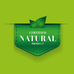 Sticker - Natural product ribbon vector green