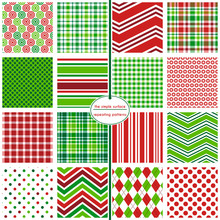 Set Of 16 Seamless Christmas Patterns. Repeating Holiday Patterns For Gift Wrap, Cards, Invitations, Announcements And More. Red And Green Abstract, Plaid, Chevron, Stipe, Polka Dot And Argyle Prints.