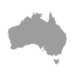 australia map grey colored on a white background