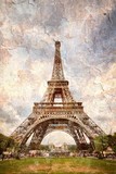 Fototapeta Miasta - Eiffel Tower retro - grunge style