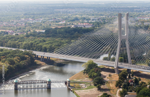 Naklejka na kafelki aerial view of city bridge in wroclaw city