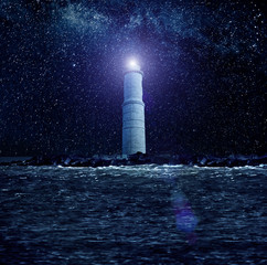 Wall Mural - Stars over lighthouse