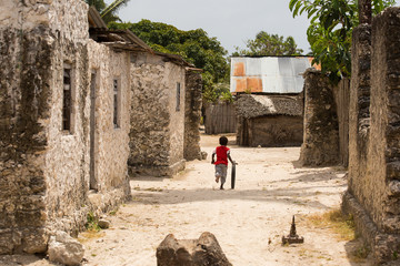 children playing in zanzibar village