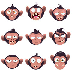 Wall Mural - Set of smiles monkeys