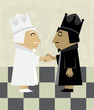 Chess Kings - Conceptual illustration of black and white chess kings shaking hands. Eps10