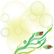 Decorative vector background with floral design ladybugs and bubbles