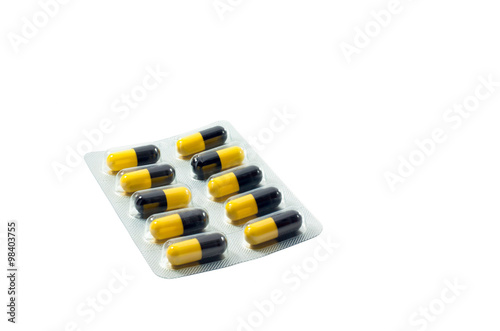 Antibiotics Capsules Yellow Pigment Black Isolated Buy This