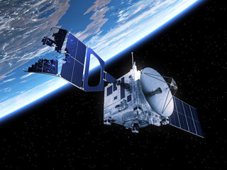 Wall Mural - crashed satellite in space