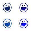 Sticker assembly bright monster with sharp teeth on white background