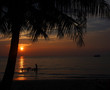 Beautiful sunset silhouette on the beach from Thailand