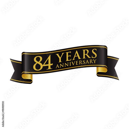 Poster Simple Black Gold Ribbon Anniversary Logo 84