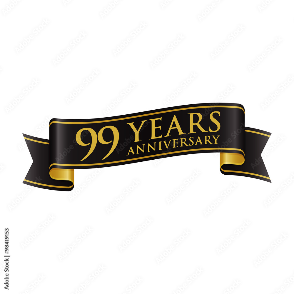 Simple Black Gold Ribbon Anniversary Logo 99 Stock Vector | Adobe Stock