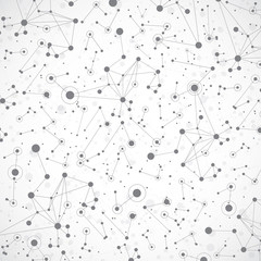 Poster - Technology grey background molecule and communication . Connected lines  with dots .Vector illustration