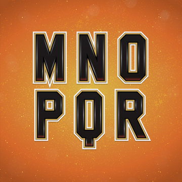 Sport Style Font from M to R. Vector Alphabet in College style