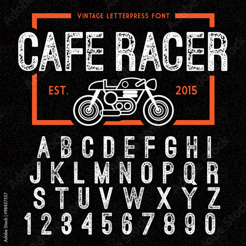 Fotografía Hand Made Letterpressed Font in retro style
