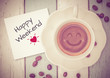 © gamelover - Happy weekend with coffee cup on table