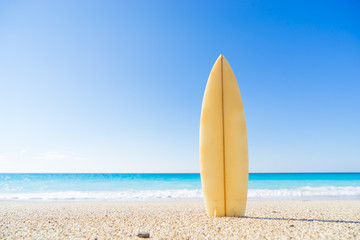 Surf board in the sand