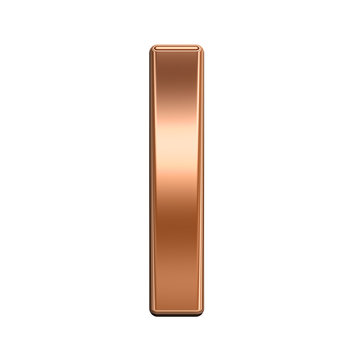 One lower case letter from shiny copper alphabet set, isolated on white. Computer generated 3D photo rendering.