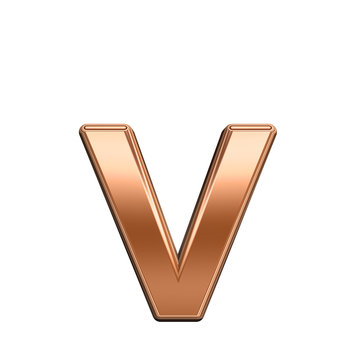 One lower case letter from shiny copper alphabet set, isolated on white. Computer generated 3D photo rendering.