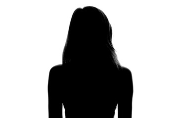 silhouette of a woman's face on a white background