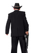 © pepscostudio - Gunman in black back-shot photo, isolated on white