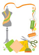 Thread, needles, scissors and other accessories for sewing. Vector illustration