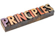 principles word in vintage wood type