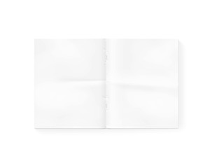 Fototapete - Open blank newspaper mock up isolated on white. White gazette mockup  presentation. Magazine template layout. Redactor text makeup. Daily opened in middle. Empty newsprint booklet design.