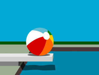 Wall Mural - pool design with beach ball and diving board