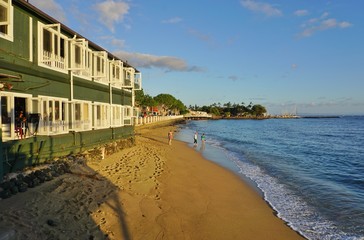 The town of Lahaina, former capital of Hawaii, in Maui, HI