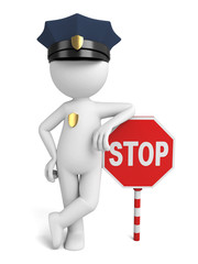 Wall Mural - A 3d policeman and a model of stop