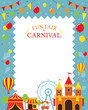 Amusement Park with Decoration Frame, Carnival, Fun Fair, Theme Park, Circus, Day Scene