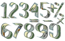 Numbers, Percent And Mathematical Signs From Dollars