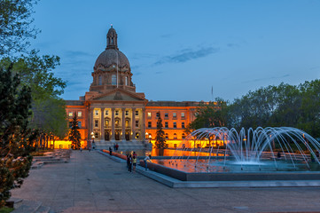 Exterior facade of The Alberta Legislature Building in Edmonton.