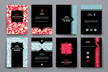 Sticker - Set of brochure, poster design templates in Christmas style