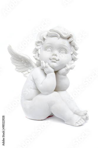 Cuadros en Lienzo cherub statuette isolated on white