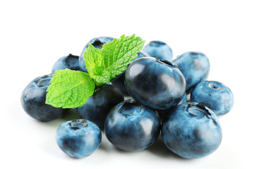 Wall Mural - Fresh blueberries isolated on white