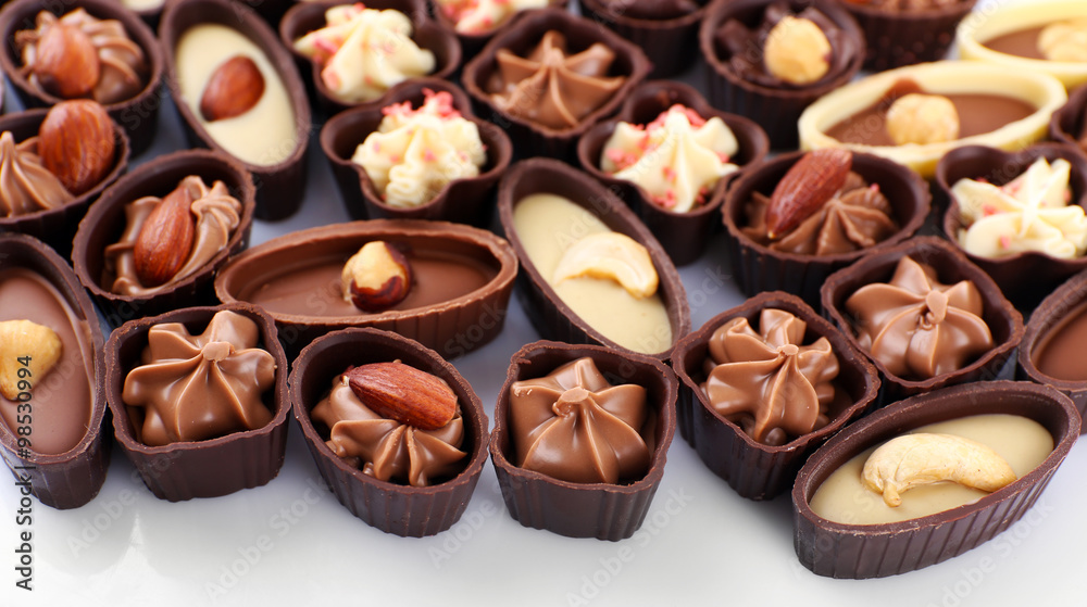 Chocolate sweets isolated on white