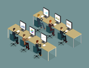 Aufkleber - business people analytic on monitor graph report  and SEO on web.flat  vector .workplace.office.business man .finance and investment .stock money. business research
