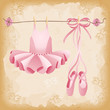 Pink ballet slippers and tutu background
