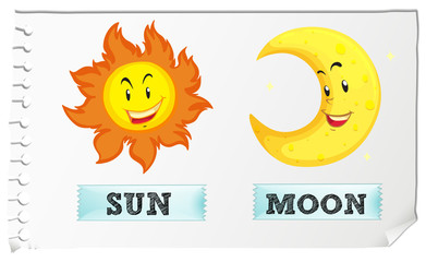 Wall Mural - sun and moon with happy face