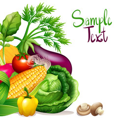 Wall Mural - Fresh vegetables with sample text space