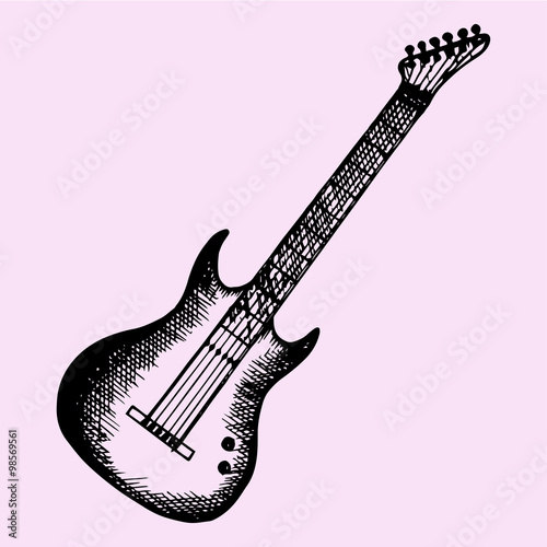 electric modern guitar, doodle style, sketch illustration, hand drawn