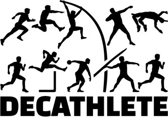 Canvas Print - Decathlon silhouette of athletics