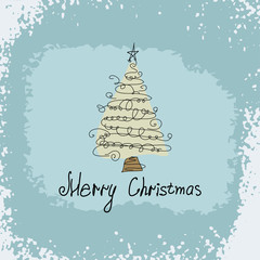 Wall Mural - Doodle card - abstract christmas tree.